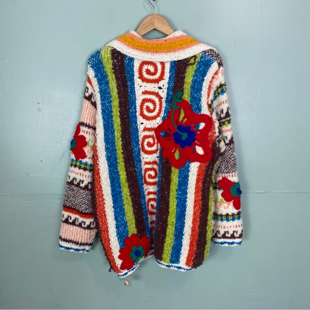 Free People Terry‎ Towel Cardi Calypso Cardigan Sweater Floral Artsy XS - Picture 9 of 10